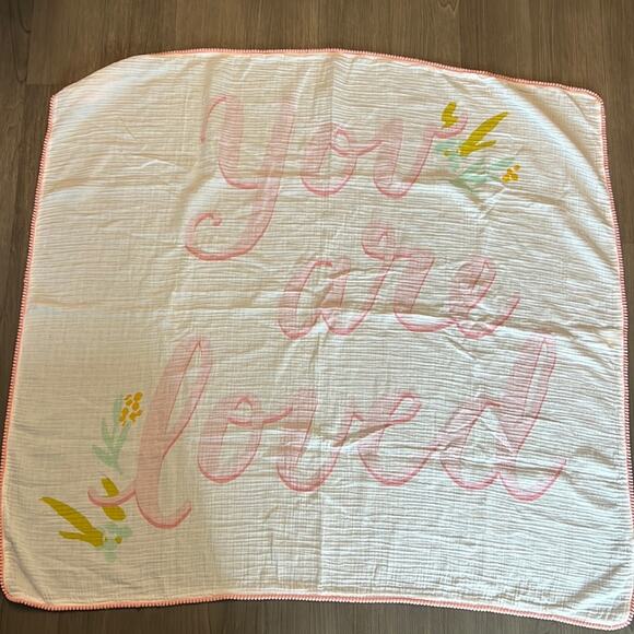 Cloud Island 100% Cotton Muslin Blankets Large "You are Loved" Floral (Two) - Picture 2 of 6